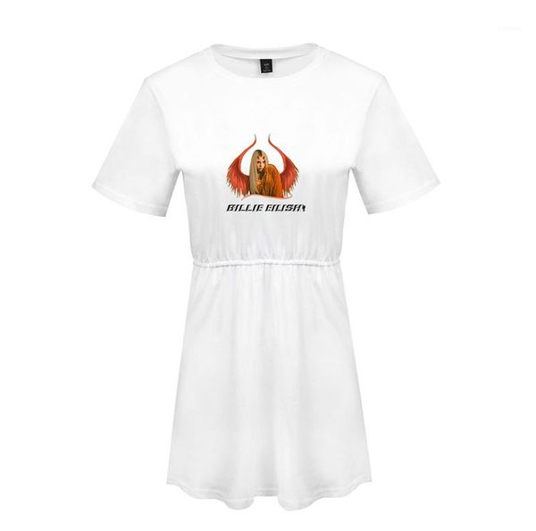 

dress casual billie eilish 3d printed women dress plus size short sleeve a-line dresses summer women designer, White;black