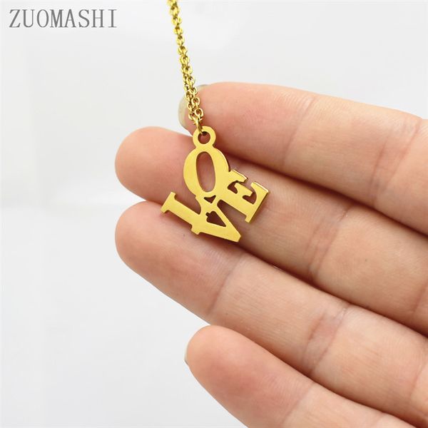 

new love necklace in stainless steel l.o.v.e charm letter necklace mom gift for women valentines day gifts, Silver