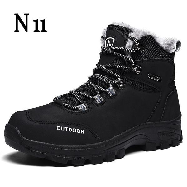 

winter boots men trekking hiking shoes outdoor high sneakers sapato masculino winter shoes warm with plush ankle snow boots, Black