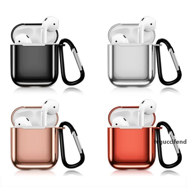 

for airpods case electroplate tpu cases shockproof colorful portable earphone pouch with anti-dust plug plating covers for air pods 2/1