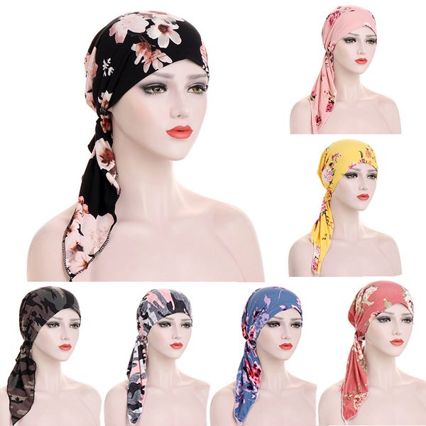 

womens muslim print inner hijabs cap cancer chemo turban hat cotton turban cap headwear arab wrap head scarf hair accessories