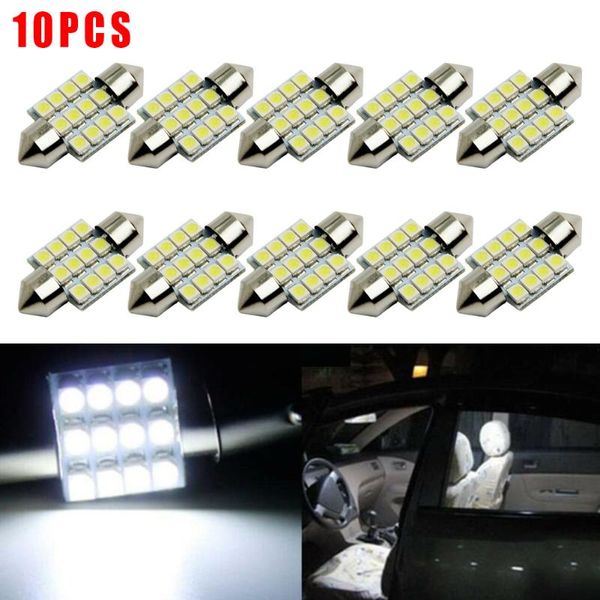 

durable and practical 10 pcs 31mm 1210 12smd led car interior festoon dome bulb lamp light 12v white
