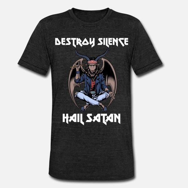 

i destroy silence drummer baphomet goat hail satan t shirt men create tee shirt round collar homme loose building summer pictures shirt