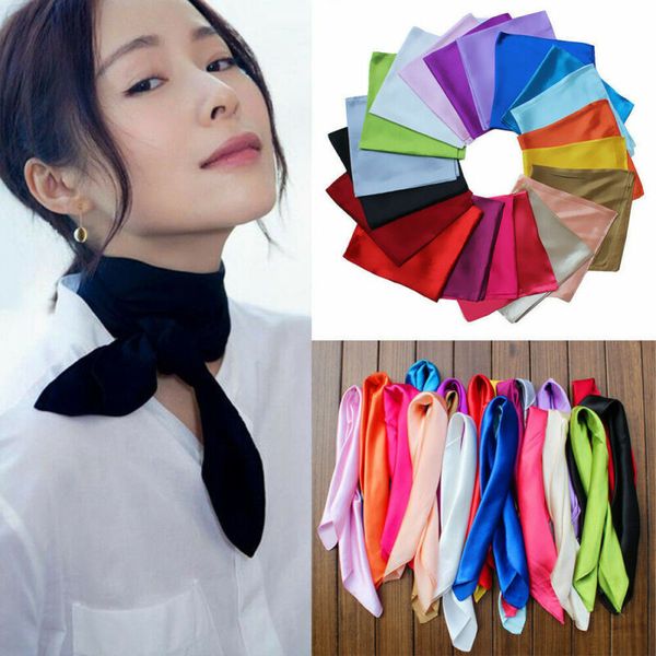 

au women soft silk square scarf bandana neckerchief head neck wrap scarves gifts, Blue;purple