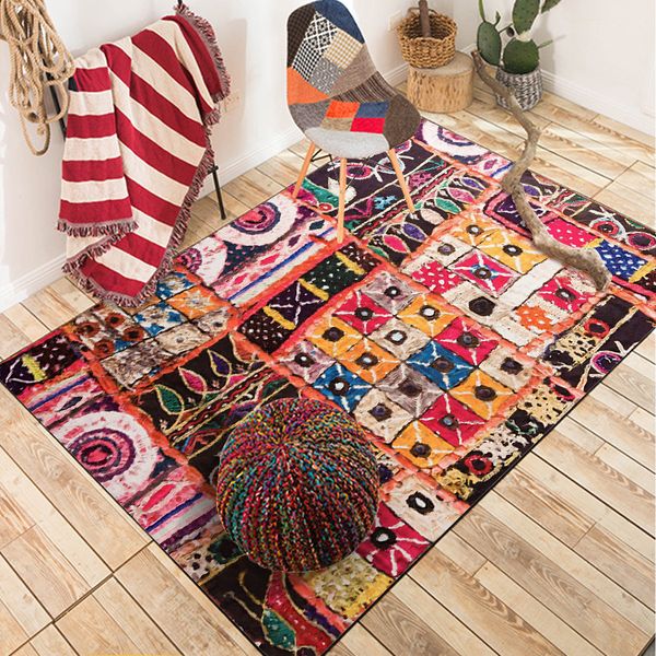 

carpets home full anti-skid retro bohemian famous national wind parquet bedroom living room short soft customization crystal velvet pad