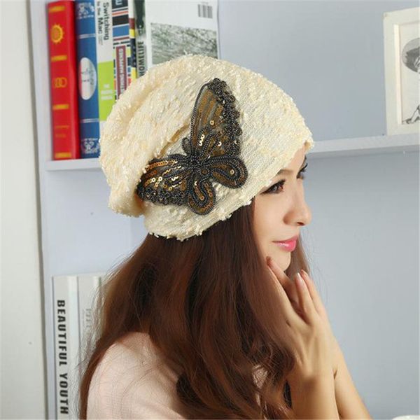 

new brand simple lace beanie hat for women knitted winter hats solid warm female cap butterfly casual women's hats, Blue;gray