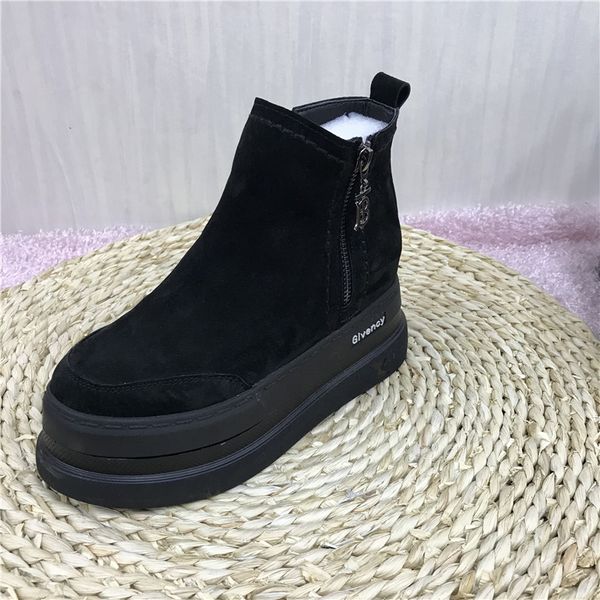 

yeddamavis теплая зима boots ботинки снежка женщин новый корейский толстым дном лодыжки для женщин обувь женщина side zipper short, Black