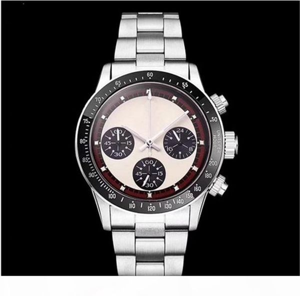 

new men's chronograph vintage perpetual paul newman japanese quartz stainless steel men mens watch watches wristwatches, Slivery;brown