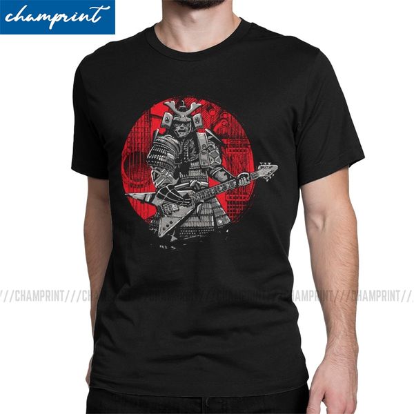 

samurai playing guitar men t shirt rock metal music funny japan player hipster tee shirt round neck t-shirts graphic clothes