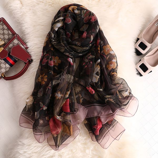 

scarves runmeifa 2021 fashion summer silk scarf for women/ladies print long wrap and shawls beach hijab female foulard, Blue;gray