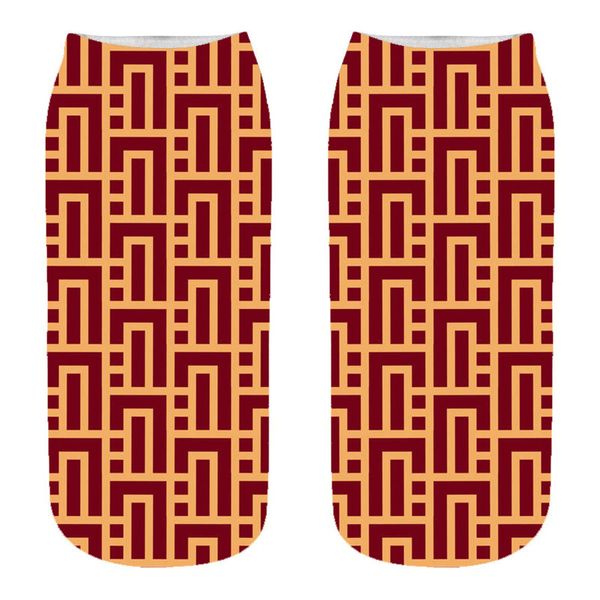 

fashion creative rectangle grid personalized socks 3d digital printed socks printed funny short socks for women/girls/men/boys, Black;white