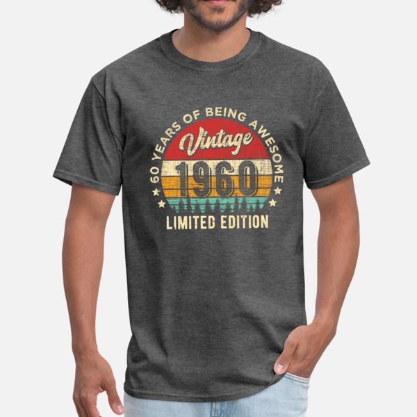 

vintage 1960 60 years old awesome 60th birthday t shirt men designing cotton round collar normal fit comfortable summer style novelty shirt