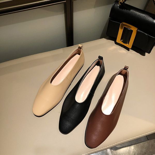 

2020 new spring flat shoes women's loafers comfortable soft genuine leather dating shoes ladies driving zapatos mujer, Black