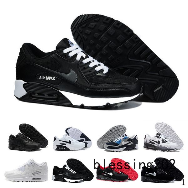 

new design 2019 air cushion 90 casual running men women shoes black white red 90 sneakers classic air90 trainer outdoor sports sbw2p