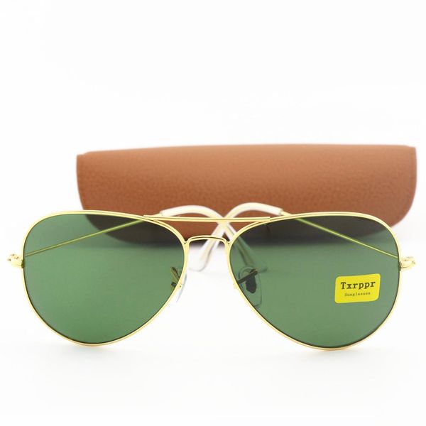 

men women sunglasses txrppr driving sun glasses gold metal frame green uv400 58mm lens come brown boxdr35, White;black