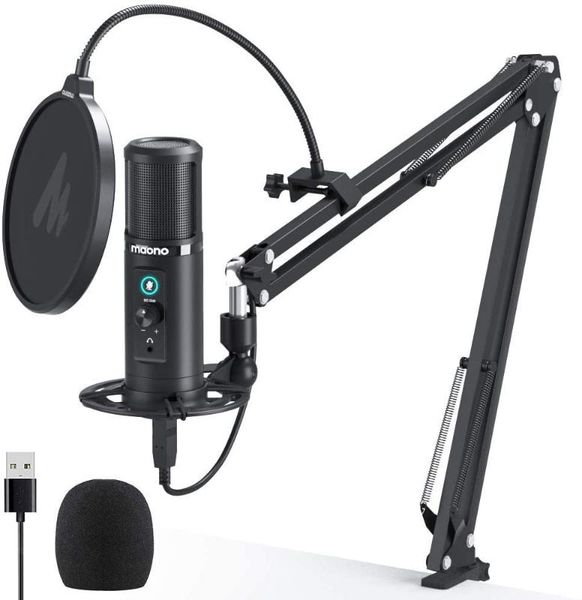 

maono professional usb condenser microphone cardioid computer mic with touch mute button and mic gain knob for tik tok podcast