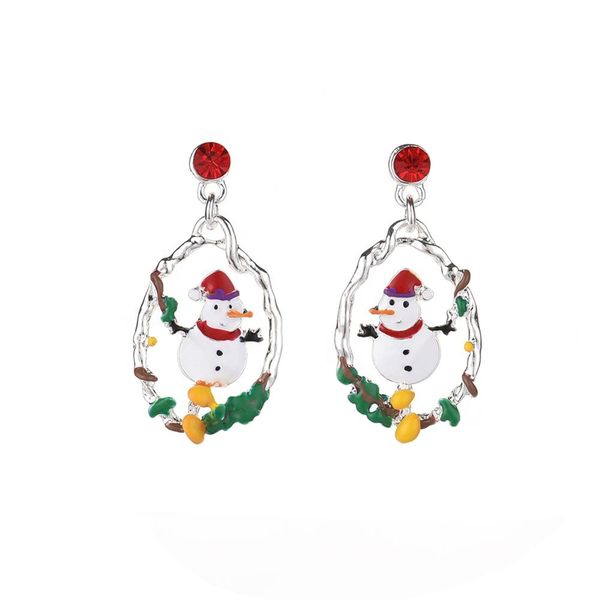 

women earrings new design christmas snowman earrings for women kids fashion big silver color zircon drop dangle earring jewelry