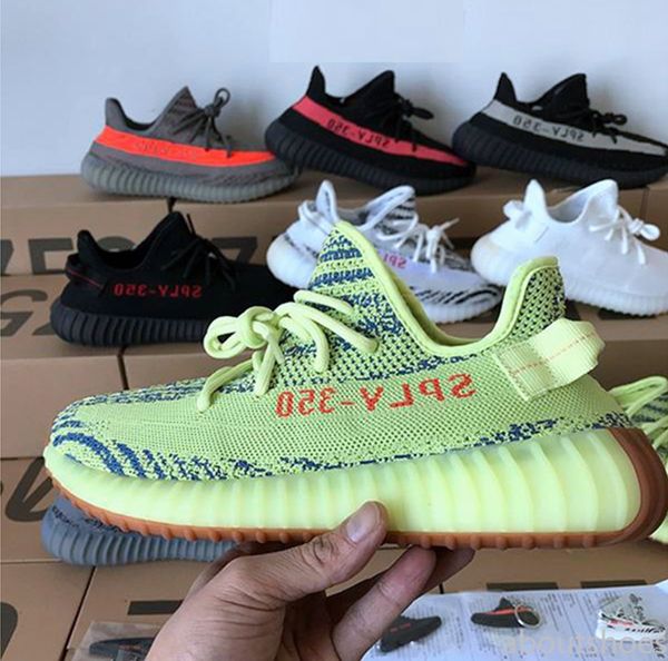 

2019s v2 kanye west s triple white bred butter teach red men women green-core zebra sports sply- training sneakers about, Black