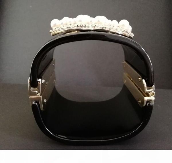 

2020 new luxury black pearl bangle bracelet fashion acrylic deisgner bangles bracelets wristband cuff for women with bag