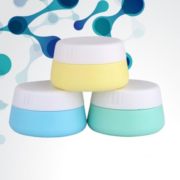 

3pcs silicone cream jars portable dispenser cream bottles small lotion box emulsion jar for home travel (mixed color, 20ml