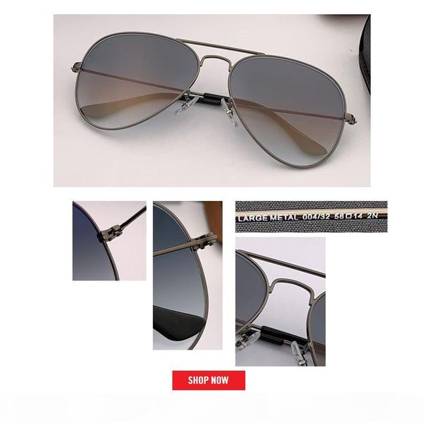 

new classic brand aviation glass lenses gradient sunglasses men women uv400 sun glasses male 58mm 62mm lens gafas de sol mujer sunglass, White;black