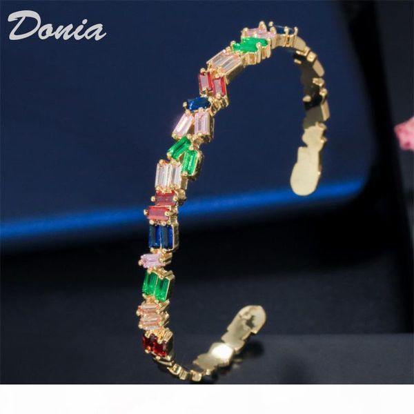 

donia украшения рождество цвет преувеличение два цвета меди микро инкрустация циркон регулируемое личности браслет геометрический узор парти, Black