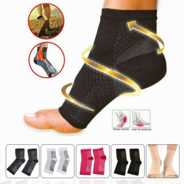 

foot angel ankle support anti fatigue compression foot sleeve running cycle basketball sports socks outdoor men ankle brace sock, Blue;black