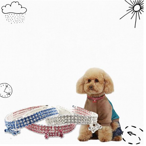 

35cm white dog blingbling rhinestone collar adjustable sparkling crystal jeweled necklace for pets cats kitten puppy