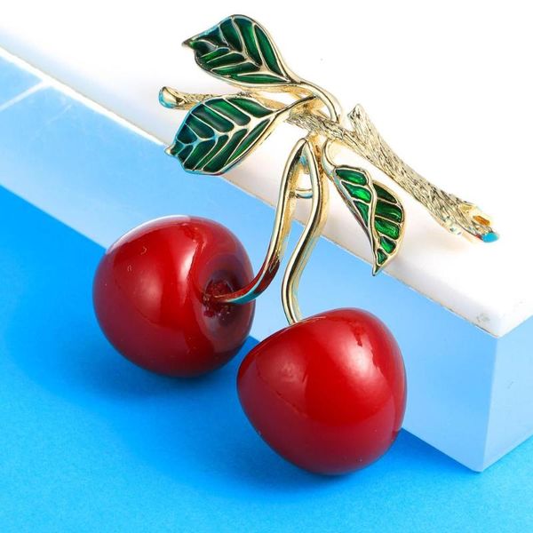 

neoglory прекрасного red cherry эмаль брошь для женщин 2020 заявления elegant trend jewelry для партии подарков матери, Gray