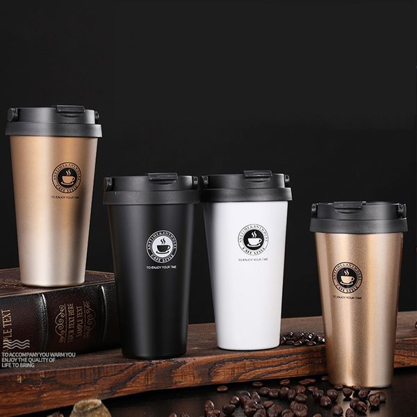 

500ml coffee mug creative 304 stainless steel travel mug double wall vacuum with lid eco friendly products for gifts office