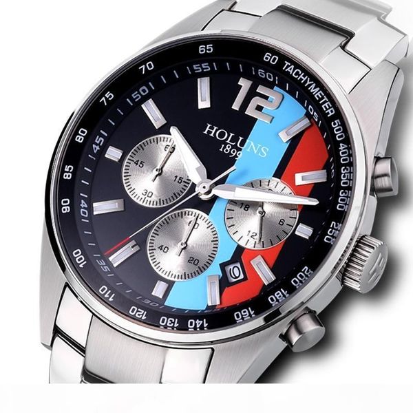 

2020 luxury mens watches 41mm chronograph multifunctional stainless steel quartz men's watch super luminous deep waterproof montre de l, Slivery;brown