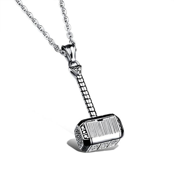 

fashion tough cool raytheon hammer pendant men necklace stainless steel quake punk jewelry gift for boyfriend father, Silver