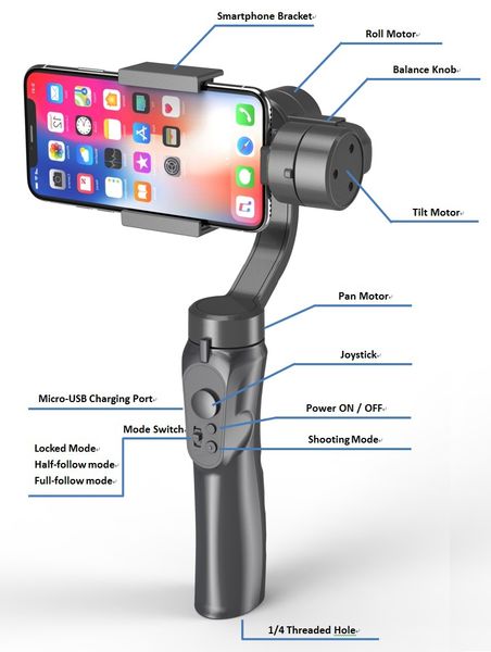 

2020 New Arrival H4 3-Axis Anti-shake Stabilizer High Quality Mobile Phone Bluetooth Handheld Gimbal Stabilizers with Free Tripod