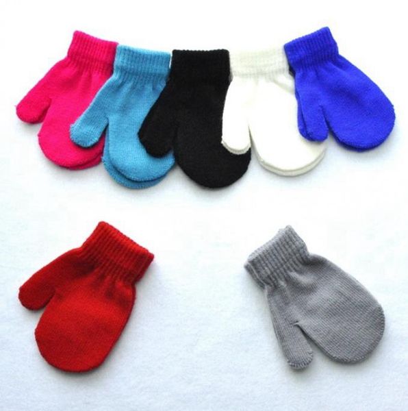 

winter baby gloves wool knitted newborn mittens solid warm toddlers gloves designer baby accessories 13 candy colors 60 lots dw6129, White