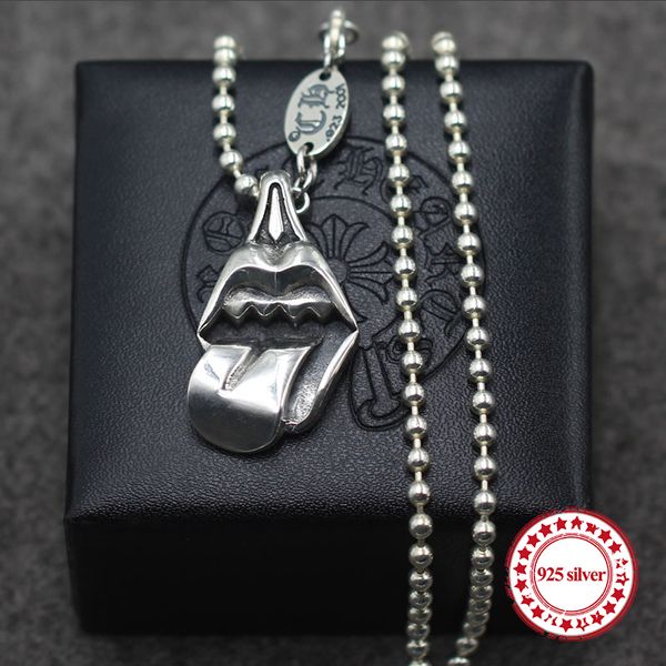 

s925 sterling silver pendants personalized classic retro jewelry hip-hop style big tongue punk style to send a gift of lover