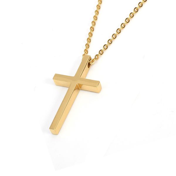 

stainless steel gorgeous gold-toned cross for men simple minimalist punk korean solid necklace 2020, Silver