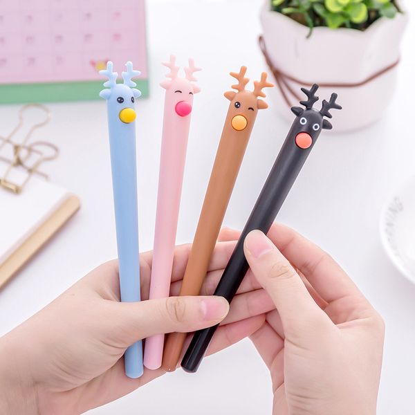 

kawaii christamas deer elk velvet gel pen rollerball pen school office supply writing student stationery black ink 0.5mm