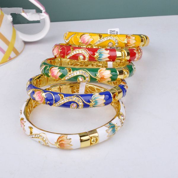 

bangle 5 choices chinese styles cloisonne bracelet double crystal female bangles national wind gp lady's jewelry gift, Black