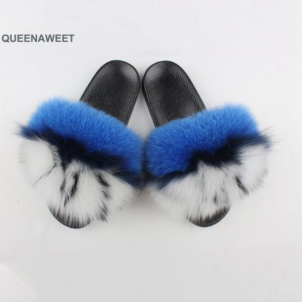 

2020 real fur slippers women fur slides ladies furry home slippers girls house fluffy sandals indoor flat shoes woman, Black