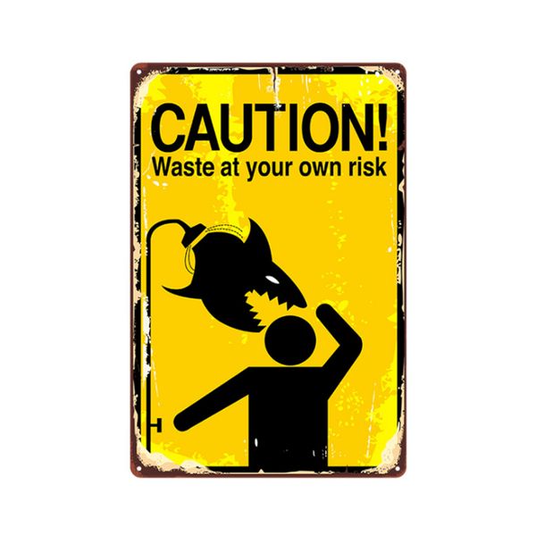 

rectangle restroom plaque metal tin sign toilet caution decorative plate bar pub