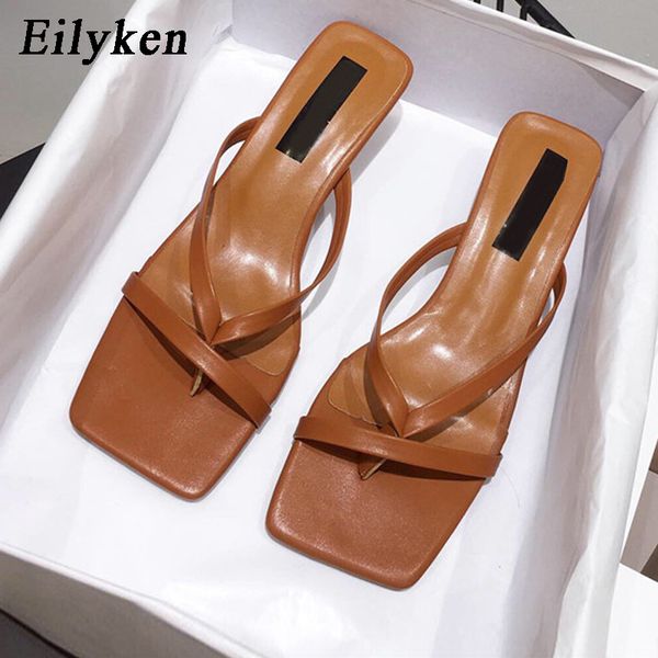 

eilyken fashion med heels women sandal slippers 2020 summer ladies casual outdoor vacation flip flop women slides slipper shoe, Black