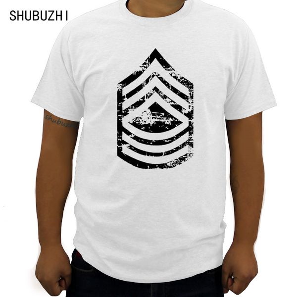 

men t shirt vintage e-8 master sergeant rank veteran t-shirt summer style cotton teeshirts black male