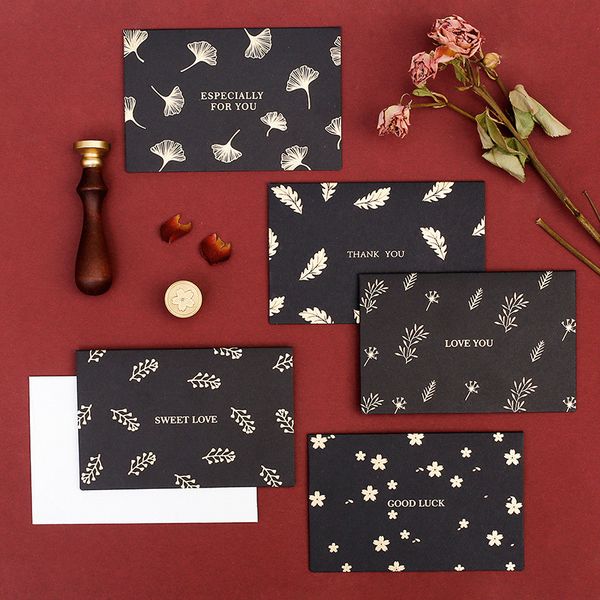 

christmas greeting card bronzing letters folding thanksgiving christmas wedding birthday greeting card valetine's day postcard 6pcs/set