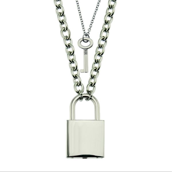 

explosive jewelry glossy key and lock set pendant men and women fashion pendants, Silver
