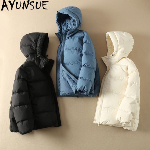 

ayunsue 90% white duck down jacket women hooded autumn winter puffer down coat korean womens jackets parka kurtka damska, Black