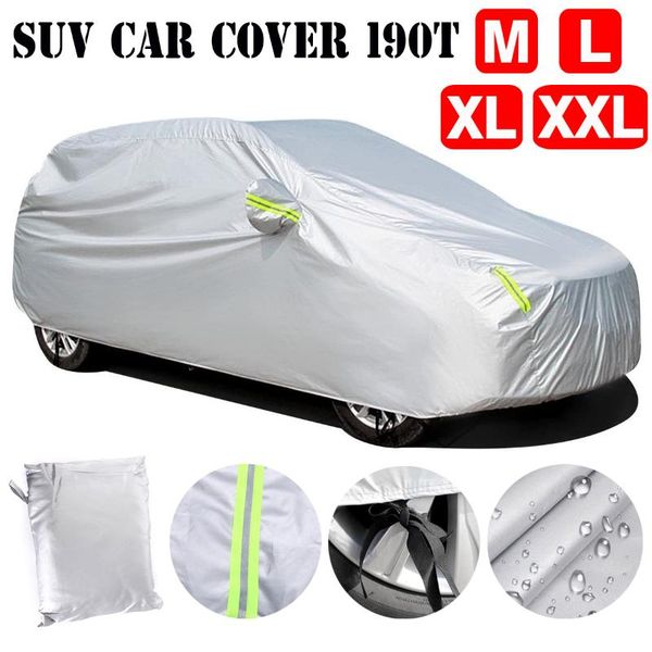 

full car covers for universal suv sun uv snow protection indoor outdoor waterproof dust resistant m-xxl silver car cover