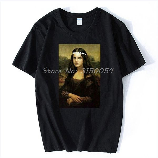 

mona lisa da vinci parody lana del rey portrait masterpiece art t-shirt funny men cotton tshirt summer t shirt tees harajuku