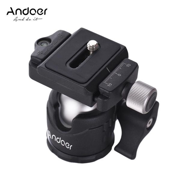 

andoer mini tableball head 360 degree video tripod ballhead mount with quick release plate bubble level for canon nikon sony