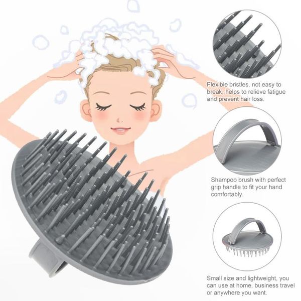 

hair brushes 1pcs handheld shampoo brush comb anti-dandruff anti-skid hairbrush scalp massage body washing shower clean tool, Silver