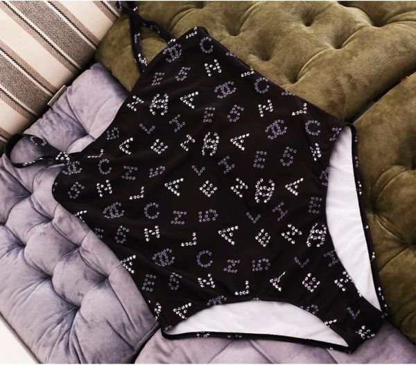 

designers fashion sling flower print swimwear bikini for women letter swimsuit bandage bathing one-piece suit s-xl l9968, White;black